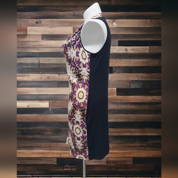 Ellen Tracy Tie Dye Sleeveless Lightweight Cowl Neck Feminine Dress Women's Sz L - Picture 4 of 10